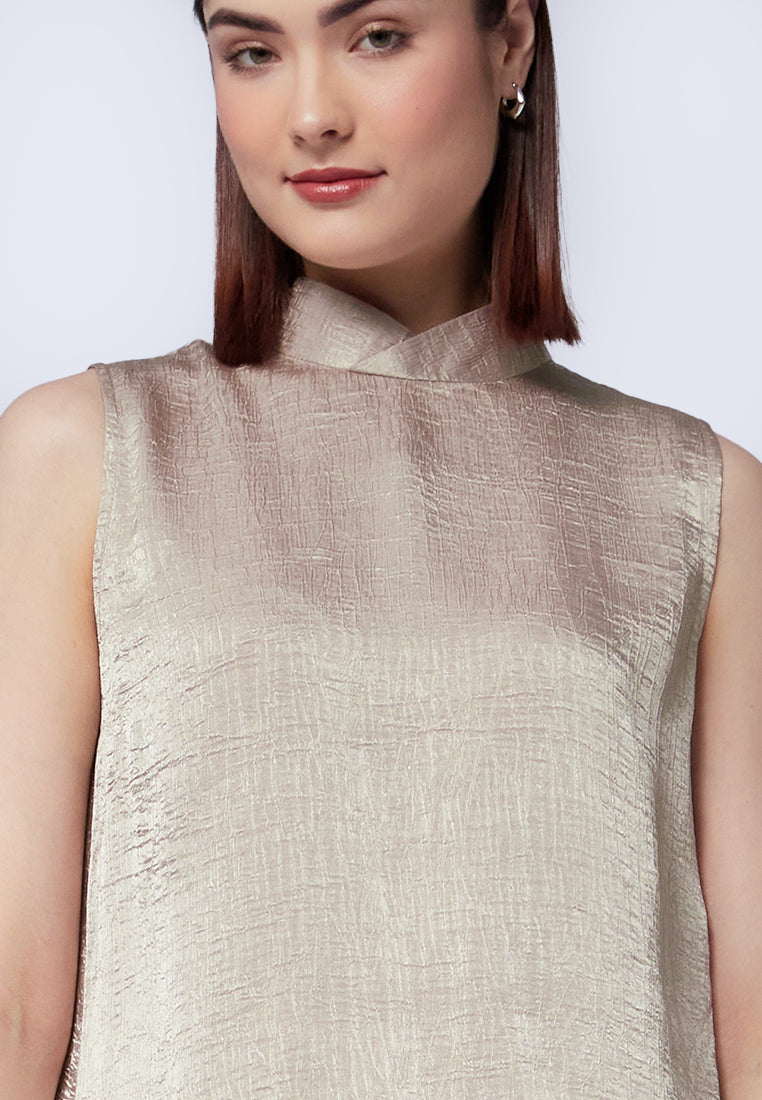 Mandarin Collar Sleeveless Blouse