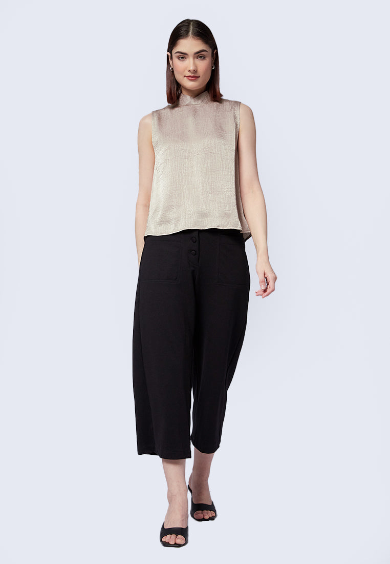 Mandarin Collar Sleeveless Blouse
