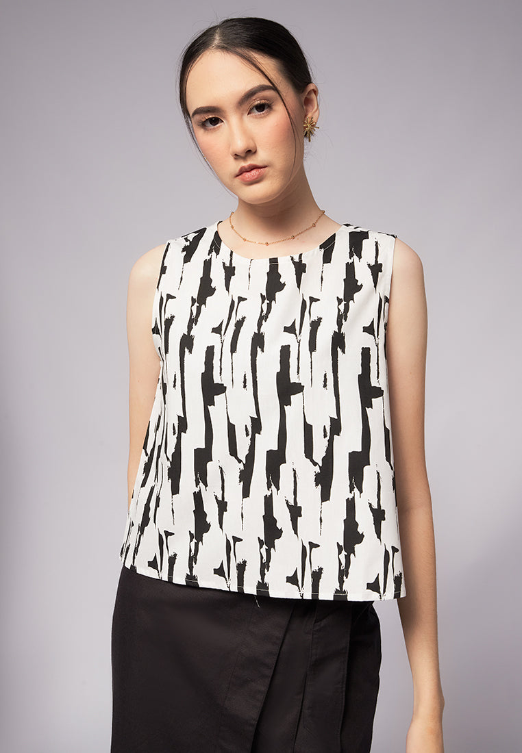 Sleeveless Printed Blouse