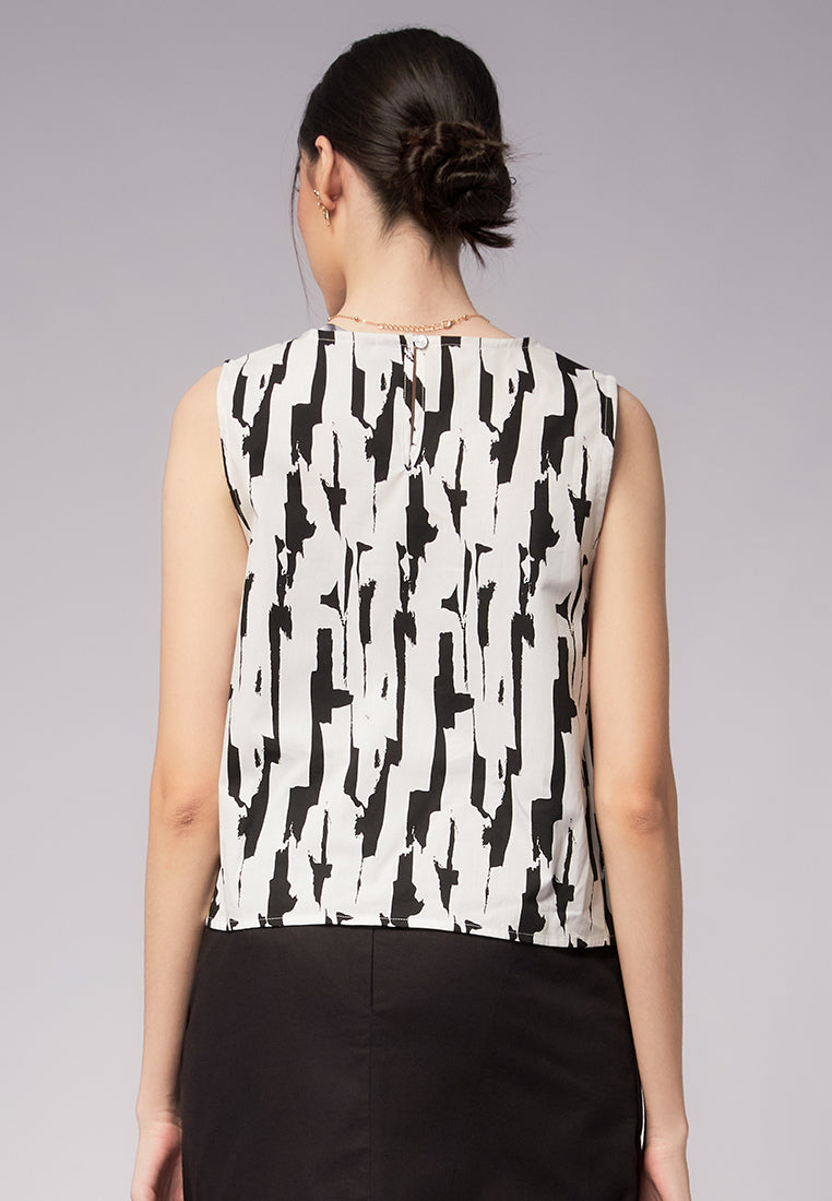 Sleeveless Printed Blouse