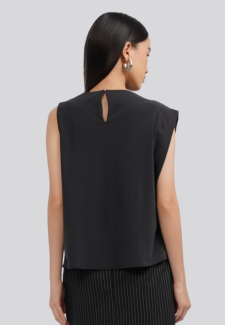 Asymmetrical Sleeveless Blouse Black
