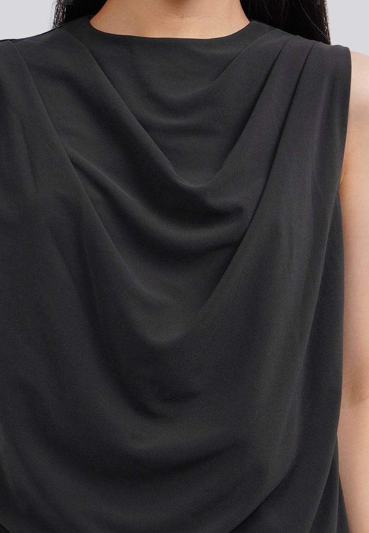 Asymmetrical Sleeveless Blouse Black