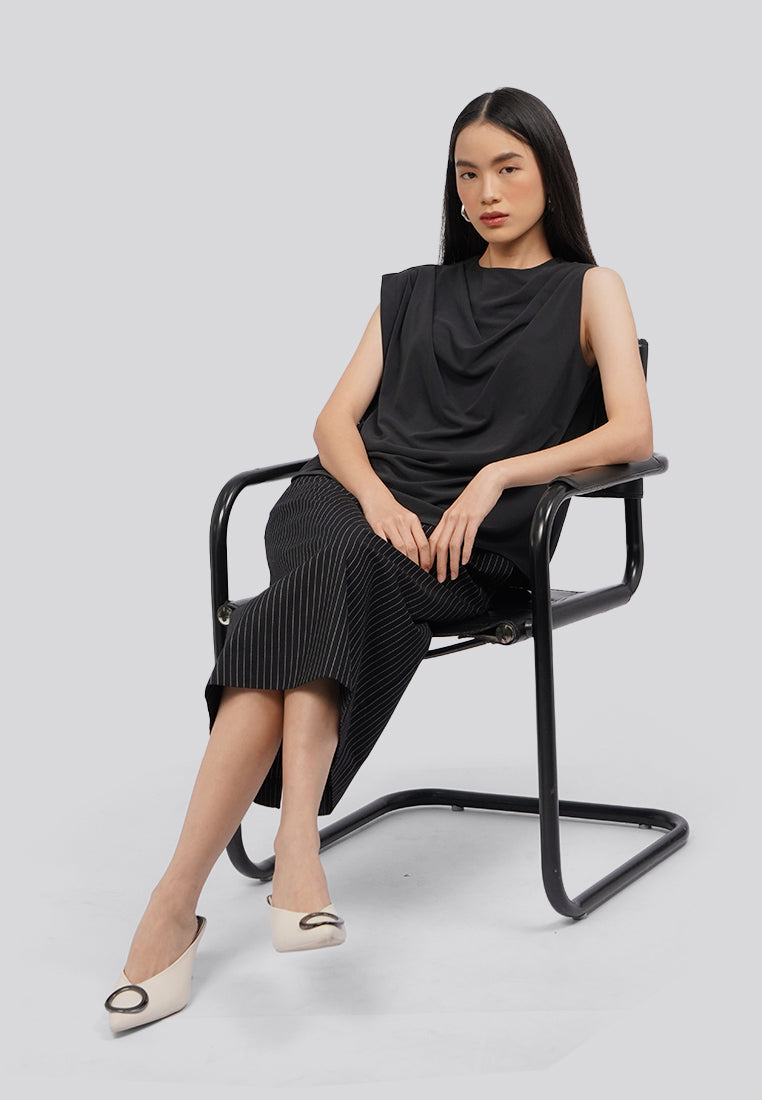 Asymmetrical Sleeveless Blouse Black