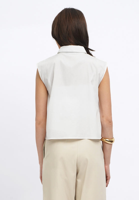 Sleeveless Blouse with Lace Details