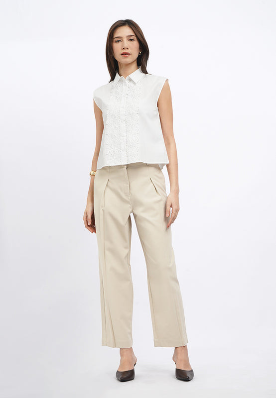 Sleeveless Blouse with Lace Details
