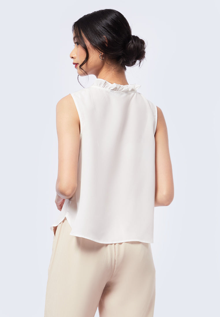 Sleeveless Blouse with Ruffles