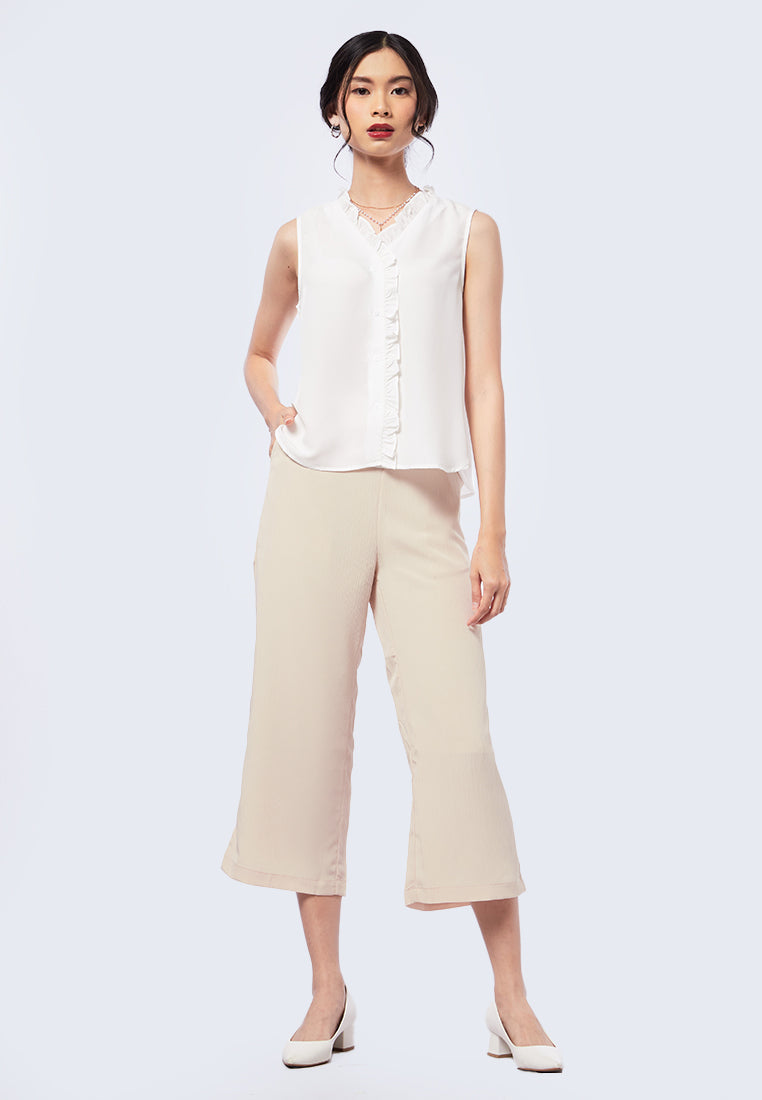 Sleeveless Blouse with Ruffles