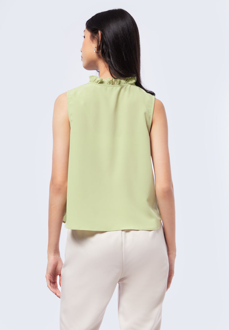 Sleeveless Blouse with Ruffles