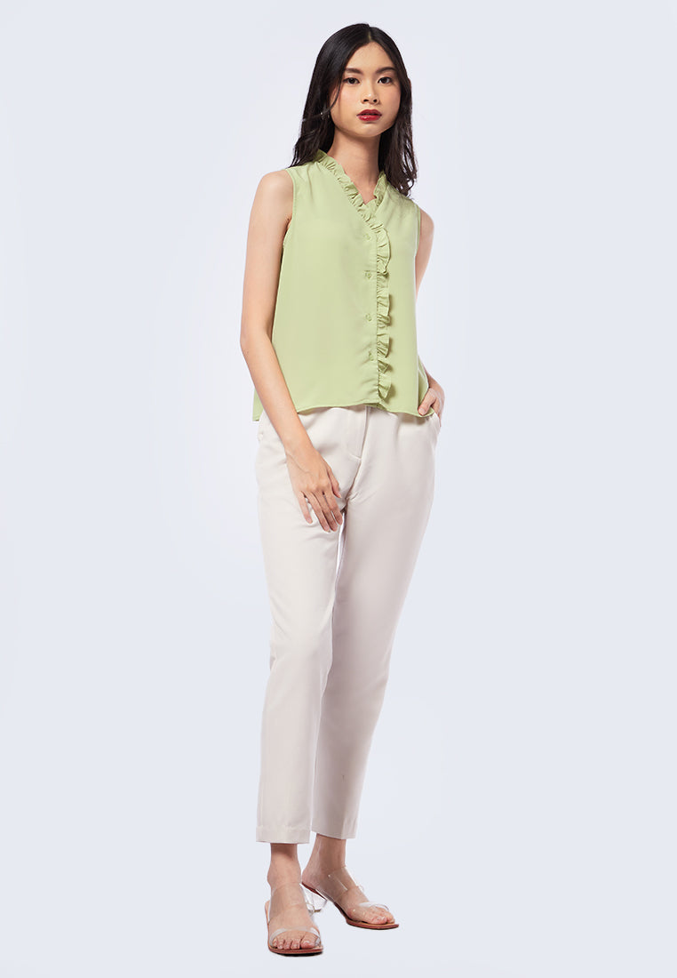 Sleeveless Blouse with Ruffles