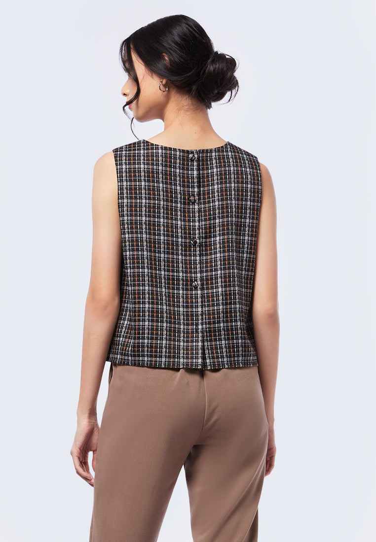 Sleeveless Tweed Top