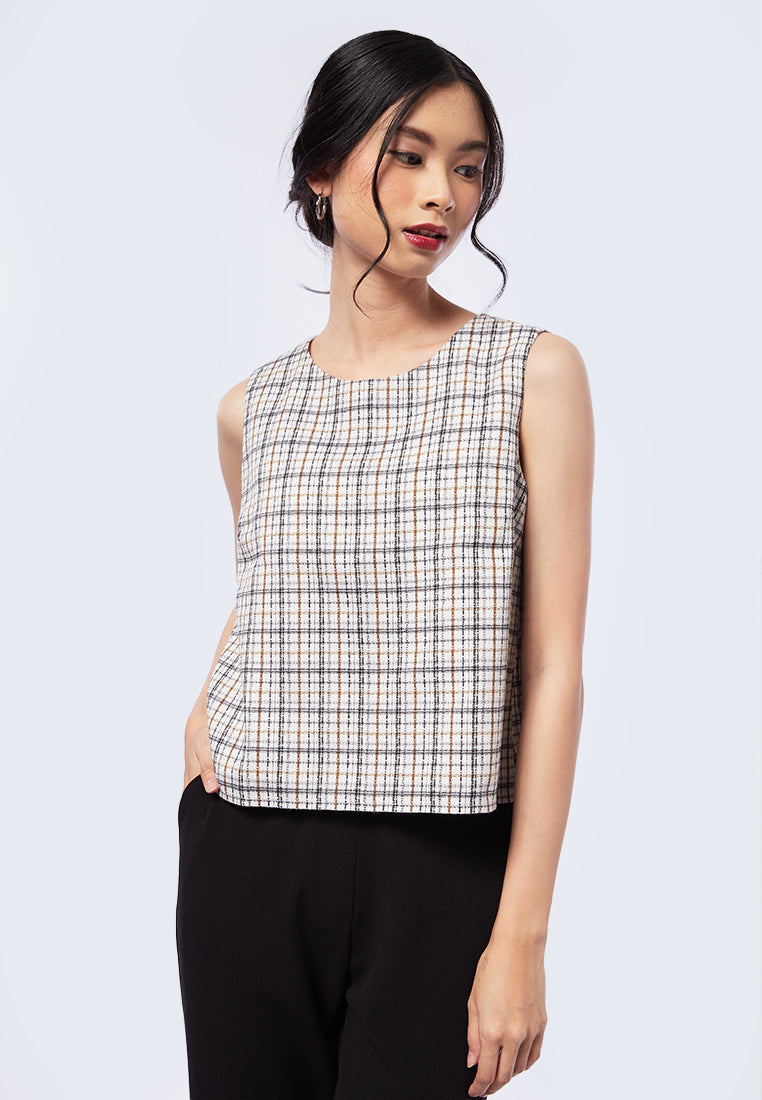 Sleeveless Tweed Top