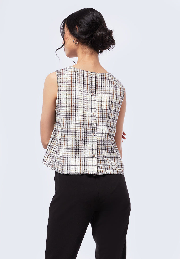 Sleeveless Tweed Top