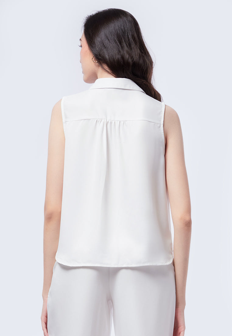 Sleeveless Blouse with Patch Pocket