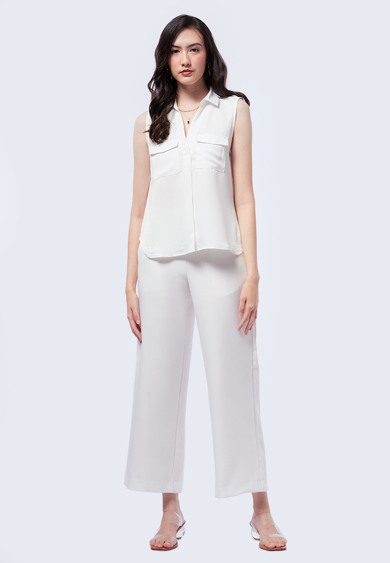 Sleeveless Blouse with Patch Pocket