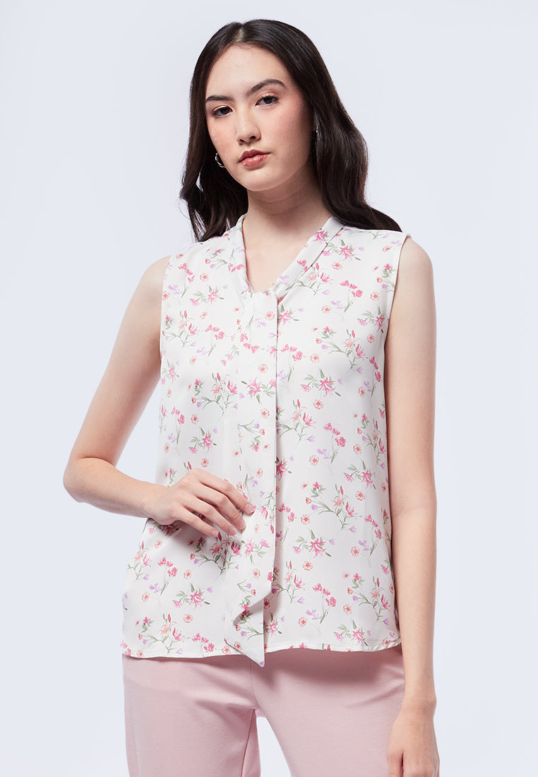 Sleeveless Bow Tie Blouse