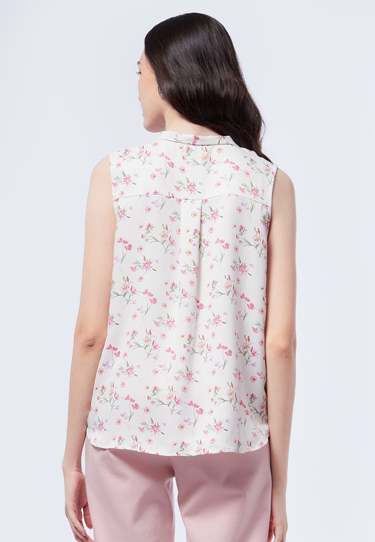 Sleeveless Bow Tie Blouse