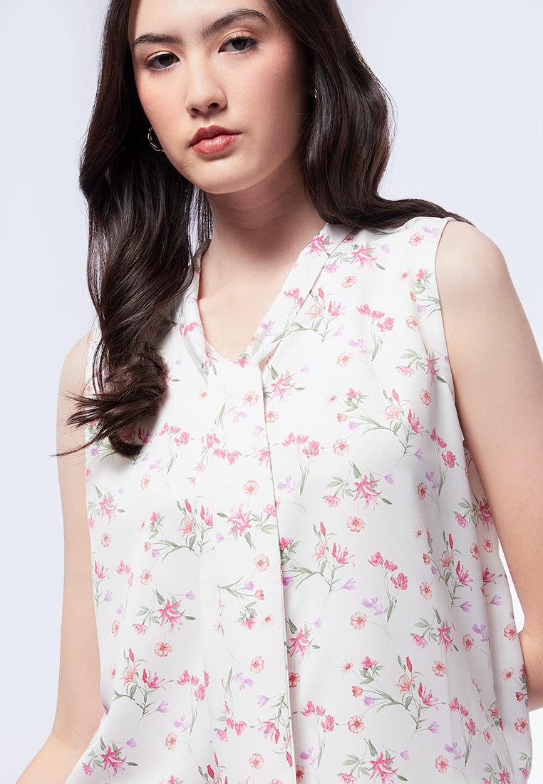 Sleeveless Bow Tie Blouse