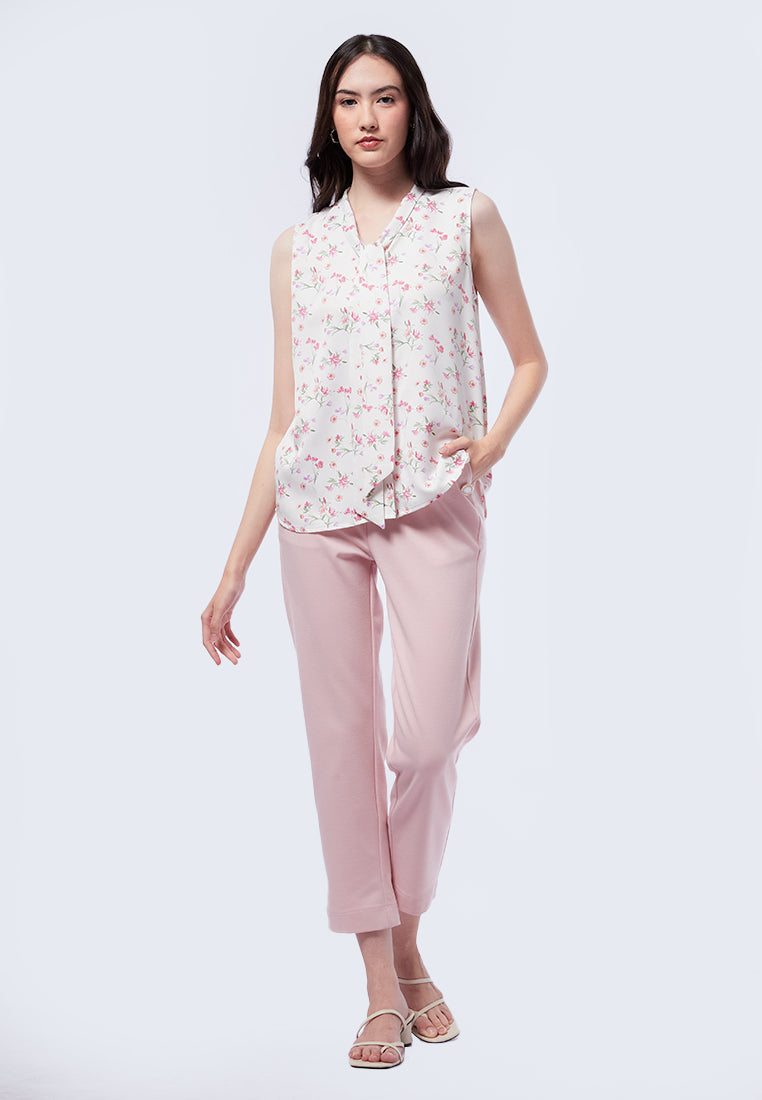 Sleeveless Bow Tie Blouse