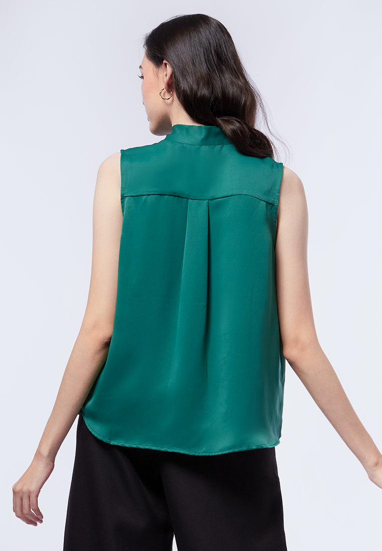 Sleeveless Bow Tie Blouse