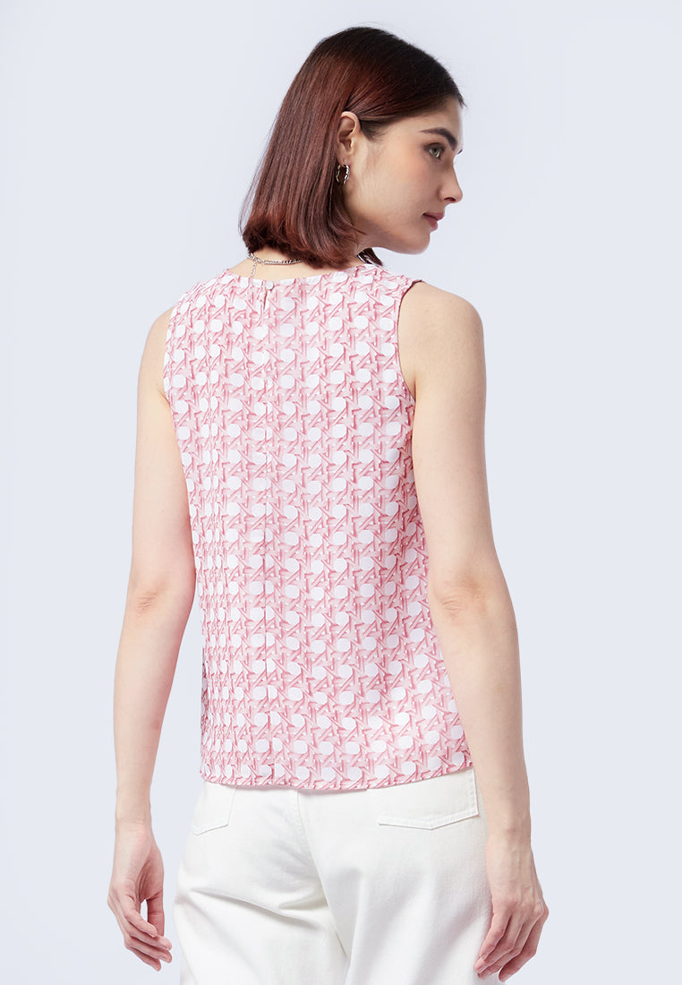 Round Neck Batik Sleeveless Top