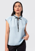 Sleeveless Top with Tie Details Lt. Blue