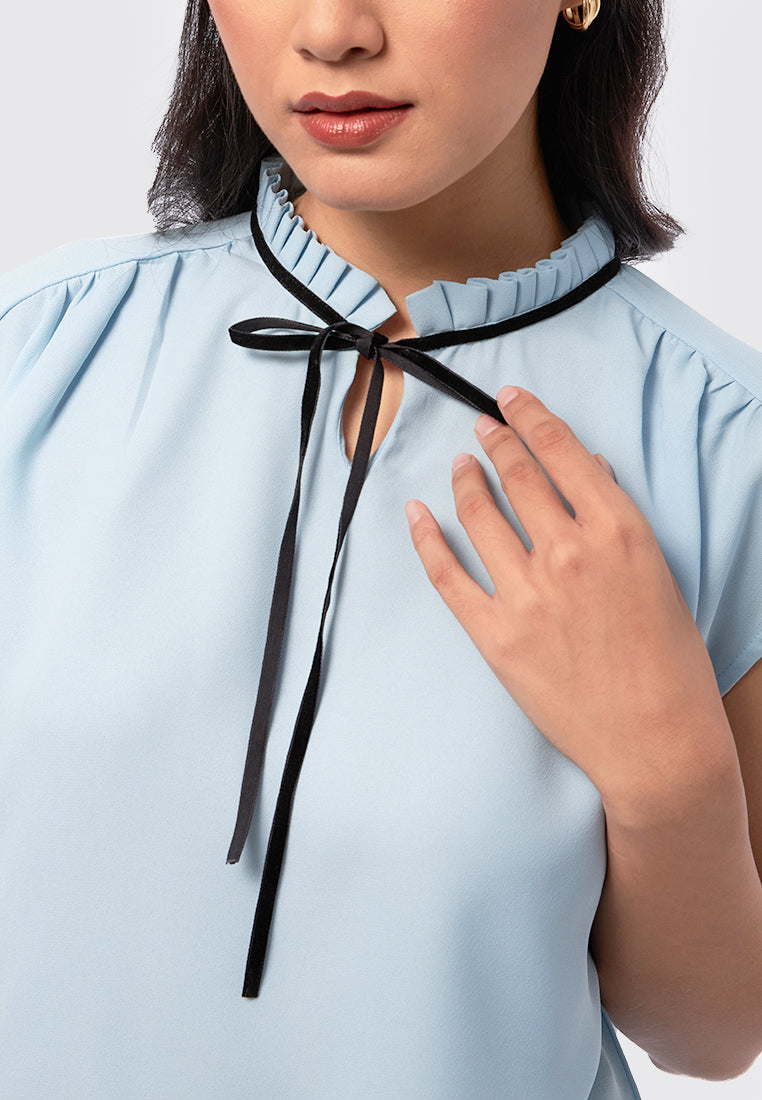 Sleeveless Top with Tie Details Lt. Blue