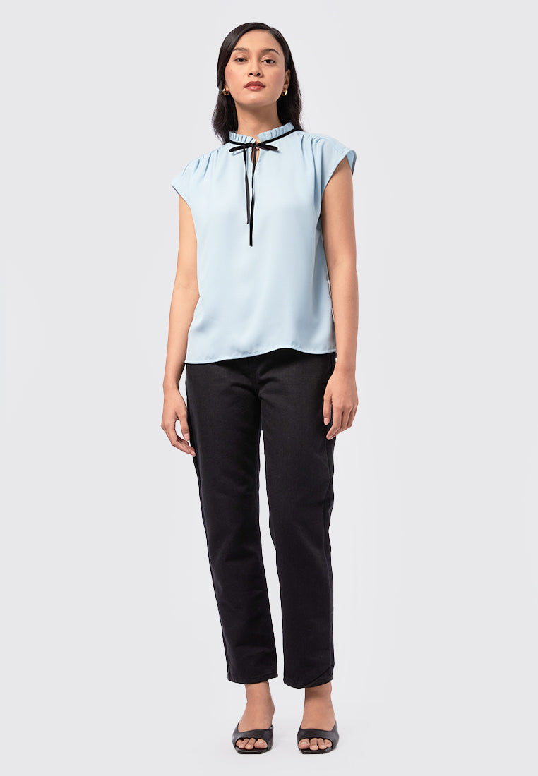 Sleeveless Top with Tie Details Lt. Blue