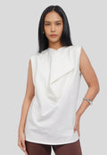 Draped Neck Sleeveless Blouse