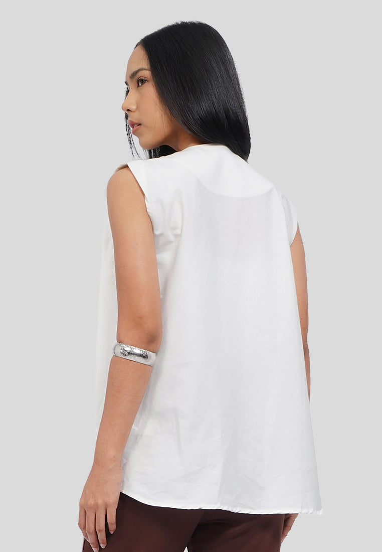 Draped Neck Sleeveless Blouse