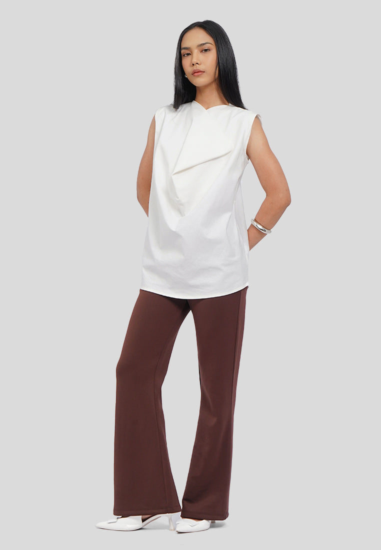 Draped Neck Sleeveless Blouse