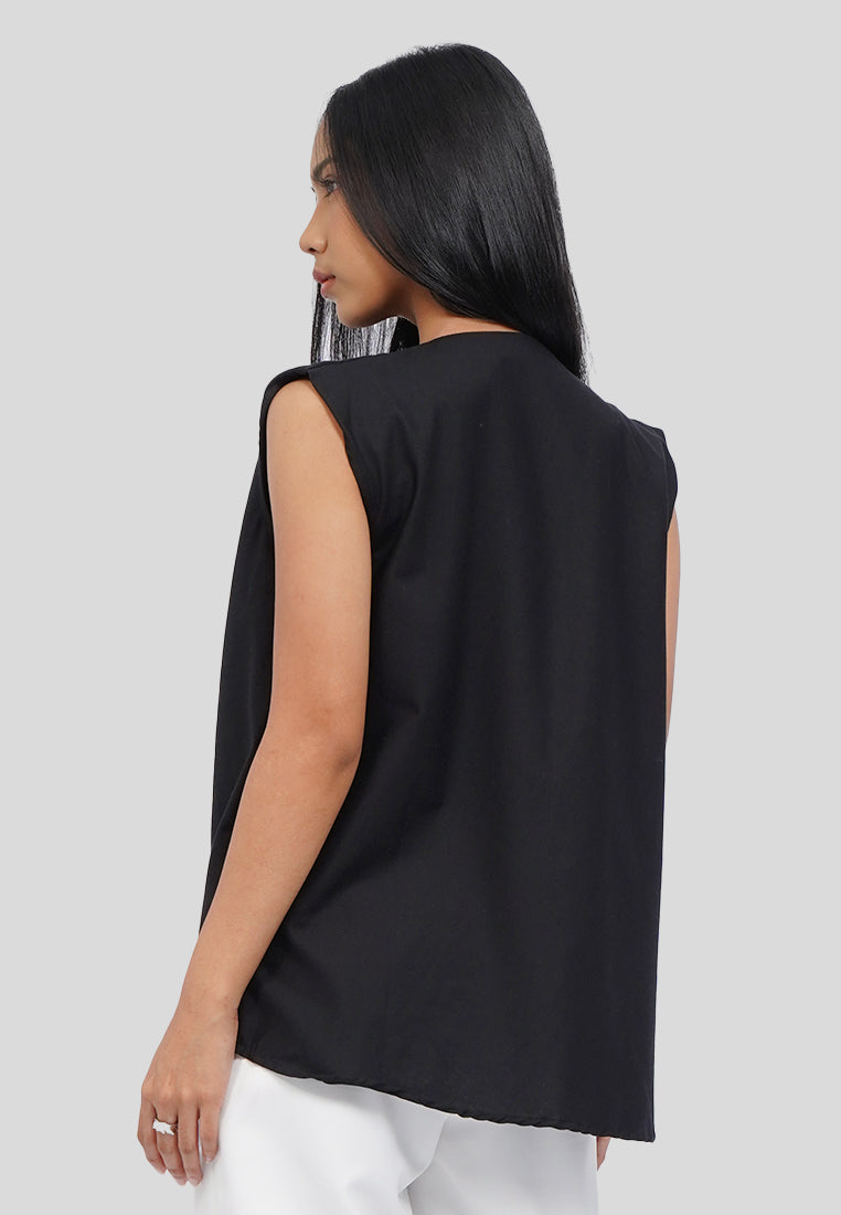 Draped Neck Sleeveless Blouse
