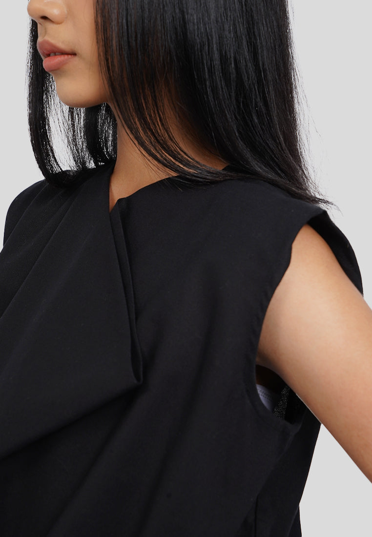 Draped Neck Sleeveless Blouse