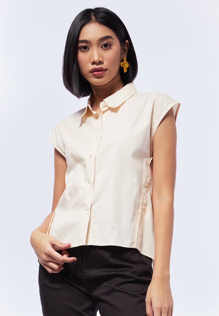 Sleeveless Blouse with High Low Hem