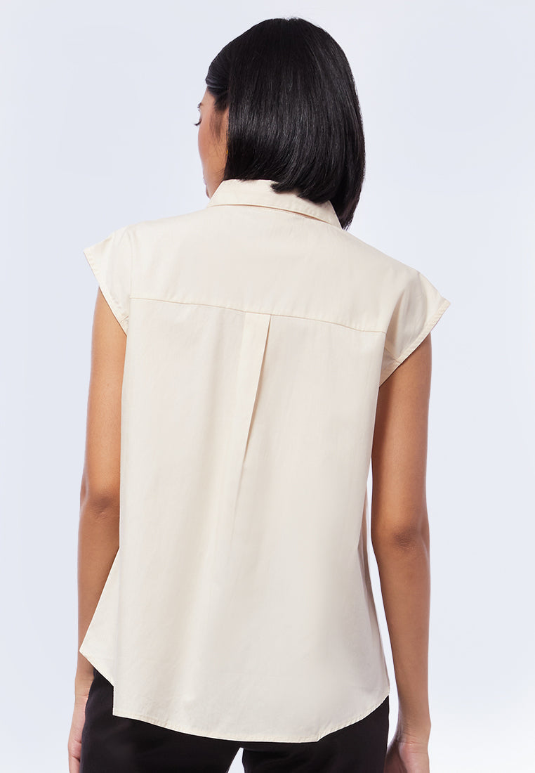 Sleeveless Blouse with High Low Hem