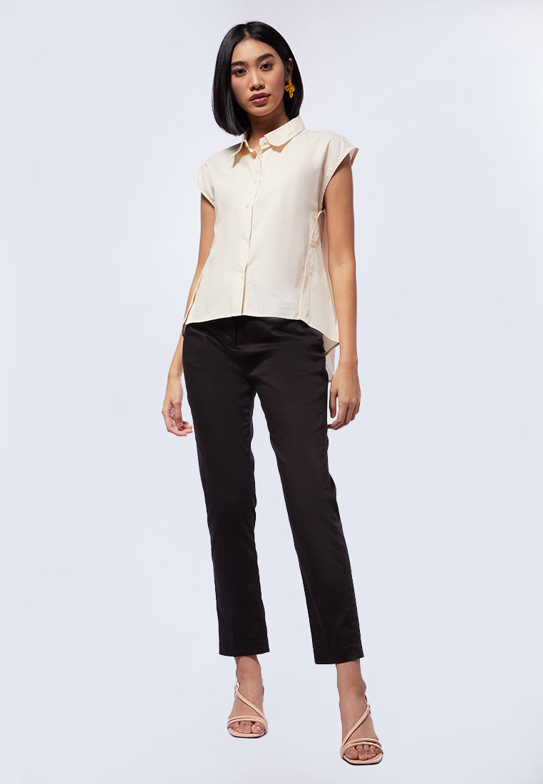 Sleeveless Blouse with High Low Hem