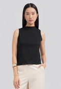 High Neck Sleeveless Top Black