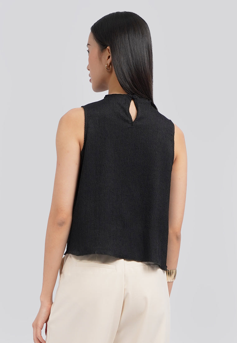 High Neck Sleeveless Top Black