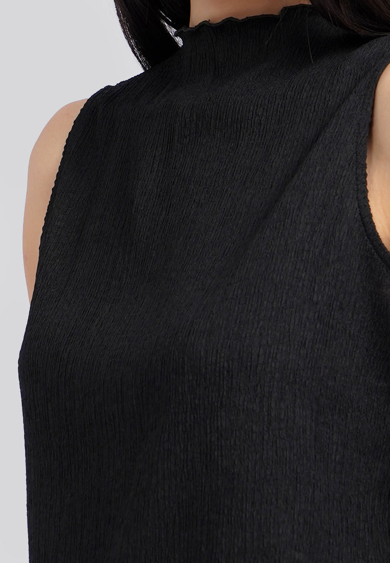High Neck Sleeveless Top Black