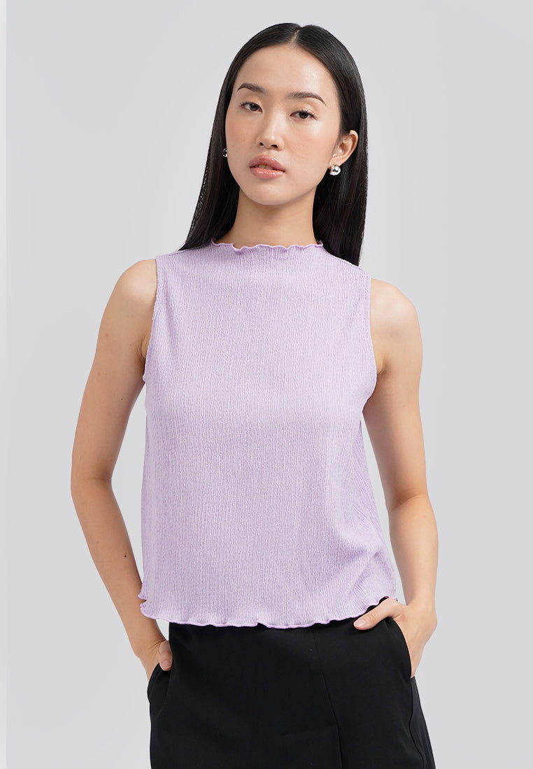 High Neck Sleeveless Top Lilac