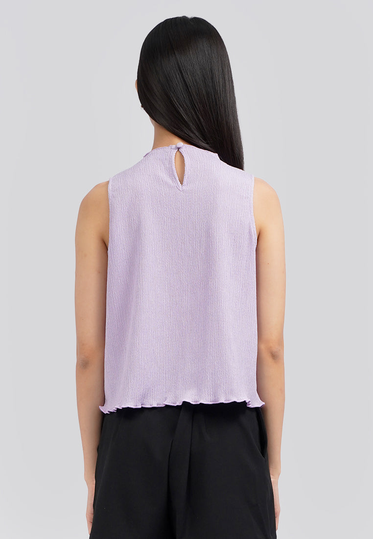 High Neck Sleeveless Top Lilac