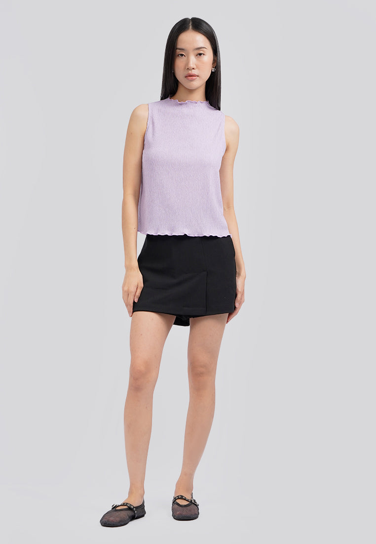 High Neck Sleeveless Top Lilac
