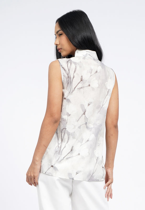 High Neck Printed Sleeveless Top