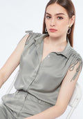 Sleeveless Blouse with Drawstring
