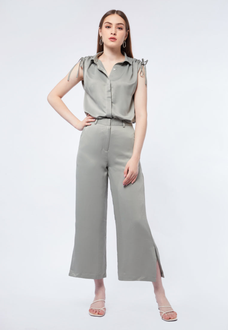 Sleeveless Blouse with Drawstring