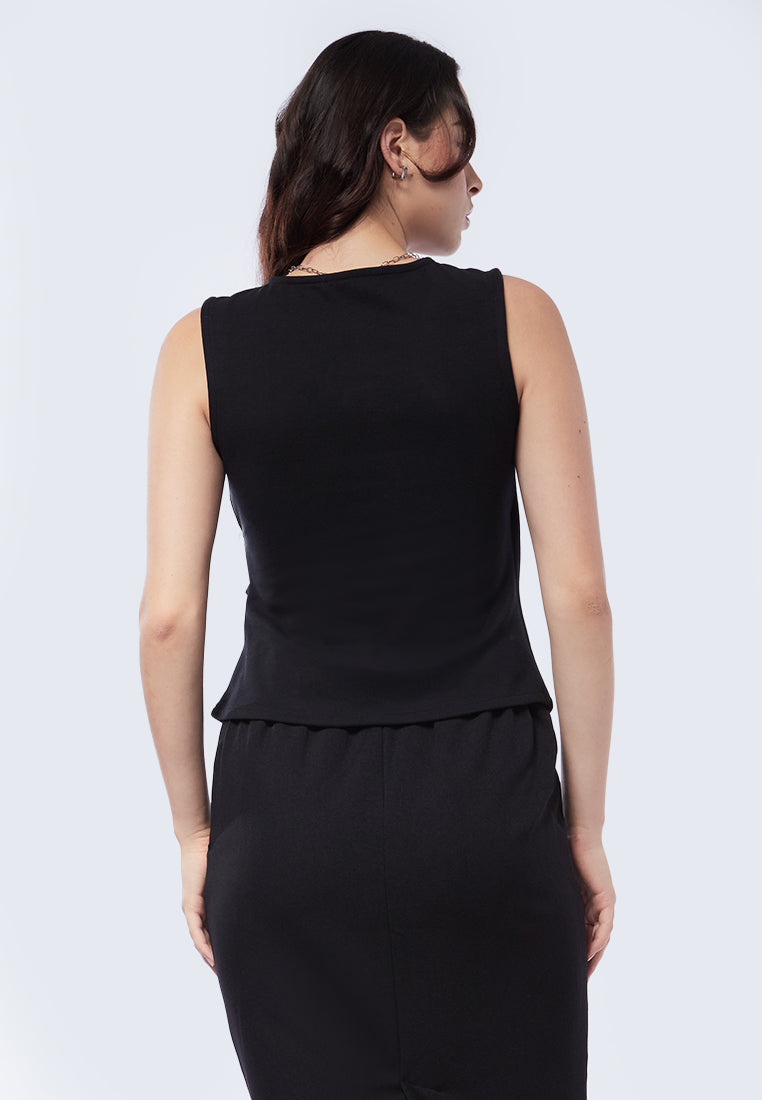 Sleeveless Top with Button Details