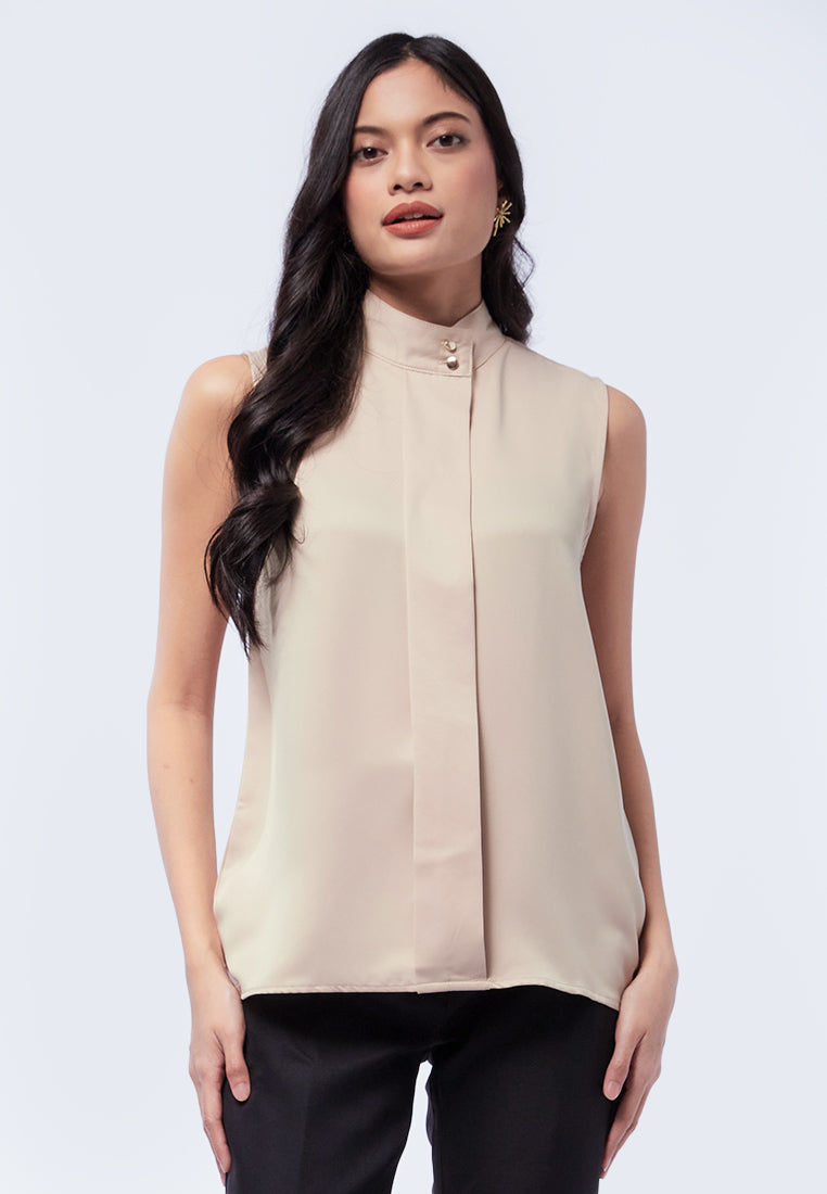 High Neck Sleeveless Blouse