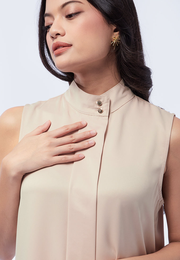 High Neck Sleeveless Blouse