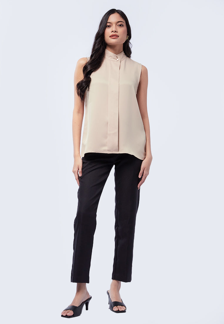 High Neck Sleeveless Blouse