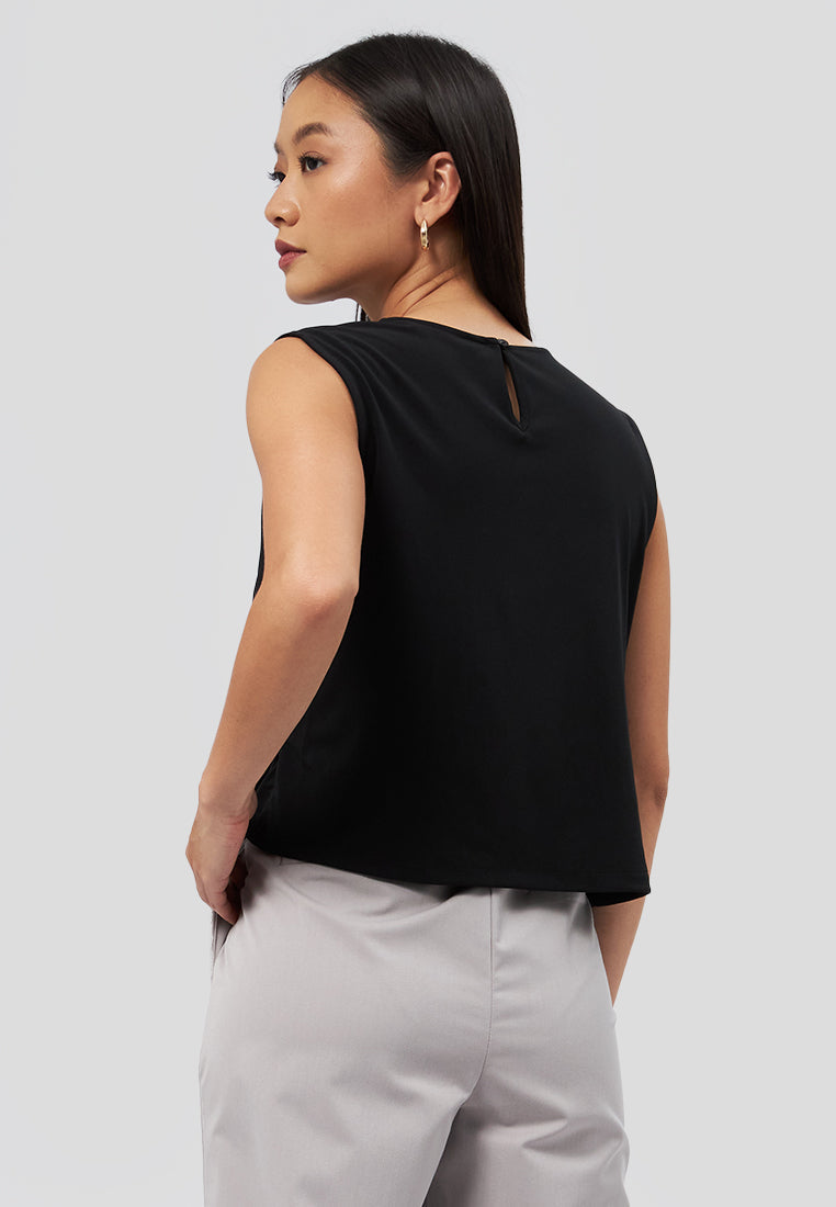 Sleeveless Top with Front Drape