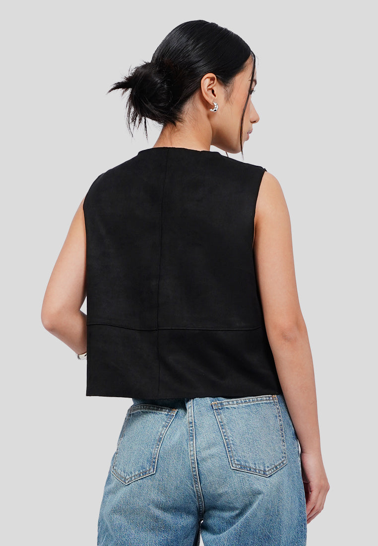 Sleeveless Cropped Suede Top